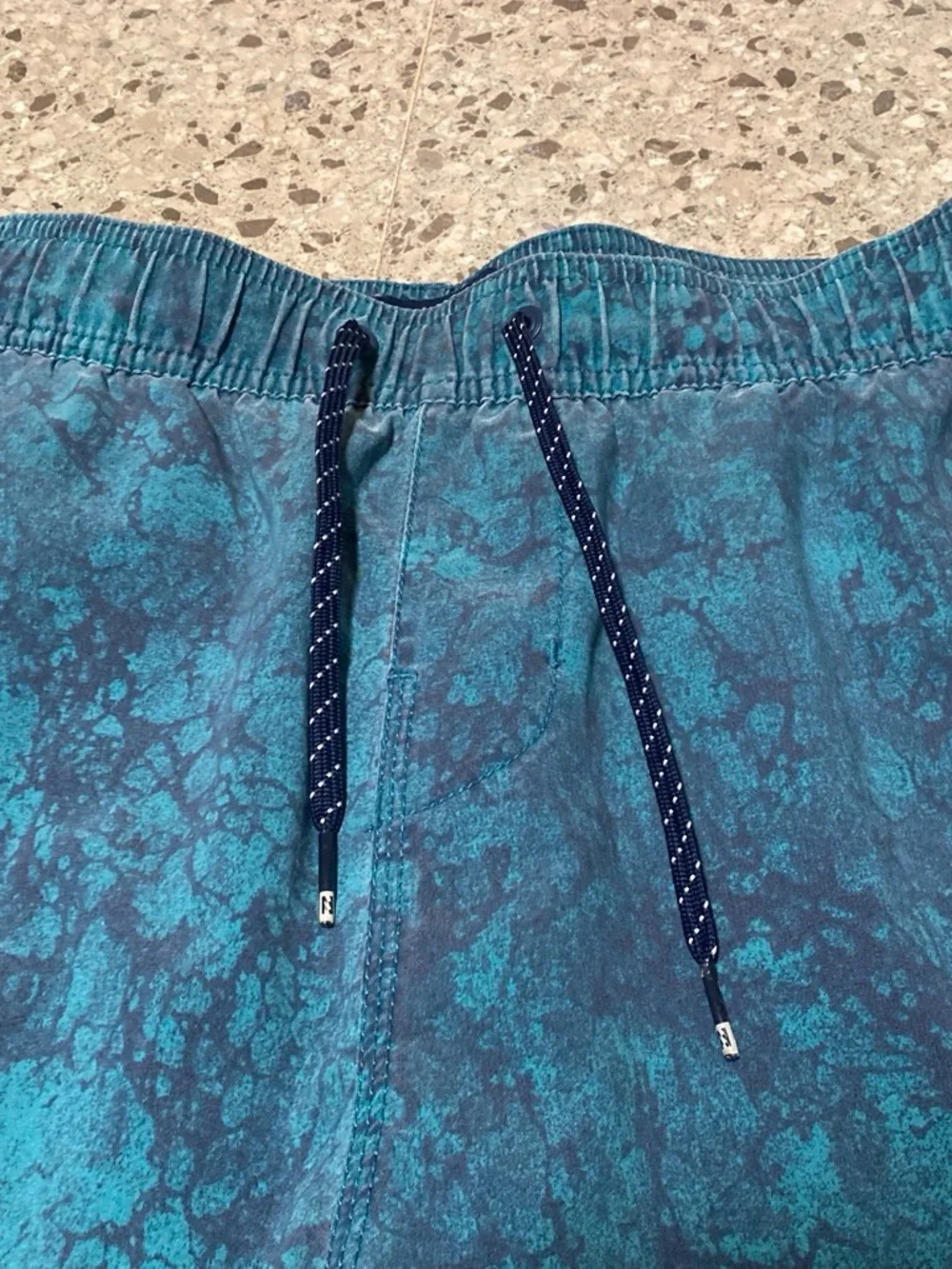 Billabong Teal Marble Swim Trunks with Pink Graphic